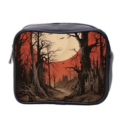 Comic Gothic Macabre Vampire Haunted Red Sky Mini Toiletries Bag (two Sides)