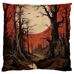 Comic Gothic Macabre Vampire Haunted Red Sky Large Premium Plush Fleece Cushion Case (one Side) by Maspions