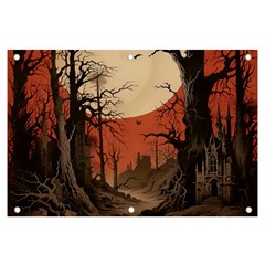 Comic Gothic Macabre Vampire Haunted Red Sky Banner And Sign 6  X 4 