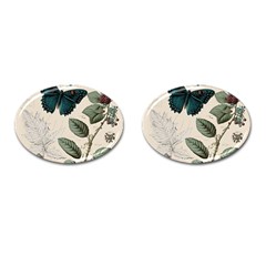 Butterflies Butterfly Botanical Nature Sketch Junk Journal Field Notes Paper Vintage Ephemera Cufflinks (oval)