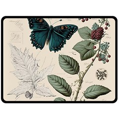 Butterflies Butterfly Botanical Nature Sketch Junk Journal Field Notes Paper Vintage Ephemera Fleece Blanket (large)