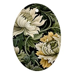 Flower Blossom Bloom Botanical Spring Nature Floral Pattern Leaves Oval Ornament (two Sides)