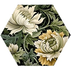 Flower Blossom Bloom Botanical Spring Nature Floral Pattern Leaves Wooden Puzzle Hexagon by Maspions