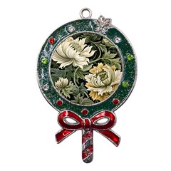 Flower Blossom Bloom Botanical Spring Nature Floral Pattern Leaves Metal X mas Lollipop With Crystal Ornament by Maspions