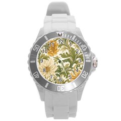 Flower Floral Pattern Floral Digital Paper Spring Flora Botanical Blossom Bloom Vintage Round Plastic Sport Watch (l)