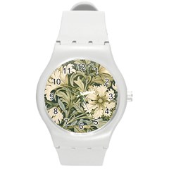 Flower Floral Pattern Floral Digital Paper Spring Flora Botanical Blossom Bloom Vintage Art Round Plastic Sport Watch (m) by Maspions