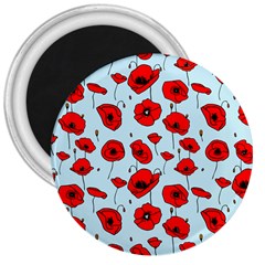 Poppies Flowers Red Seamless Pattern 3  Magnets