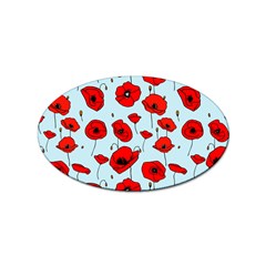 Poppies Flowers Red Seamless Pattern Sticker Oval (100 Pack)