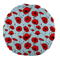 Poppies Flowers Red Seamless Pattern Large 18  Premium Flano Round Cushions