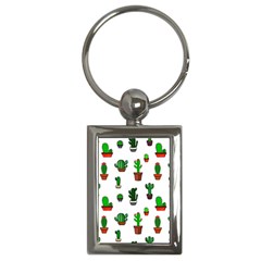 Cactus Plants Background Pattern Seamless Key Chain (rectangle)