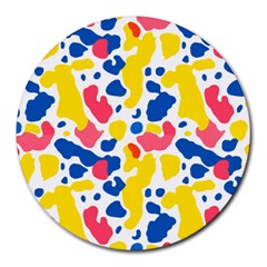 Colored Blots Painting Abstract Art Expression Creation Color Palette Paints Smears Experiments Mode Round Mousepad