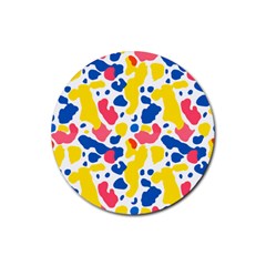 Colored Blots Painting Abstract Art Expression Creation Color Palette Paints Smears Experiments Mode Rubber Round Coaster (4 Pack) by Maspions