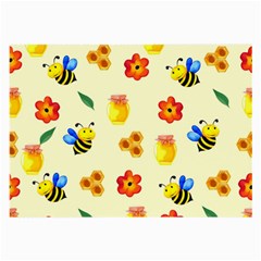 Seamless Honey Bee Texture Flowers Nature Leaves Honeycomb Hive Beekeeping Watercolor Pattern Large Glasses Cloth (2 Sides)