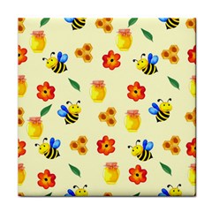 Seamless Honey Bee Texture Flowers Nature Leaves Honeycomb Hive Beekeeping Watercolor Pattern Face Towel by Maspions