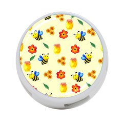 Seamless Honey Bee Texture Flowers Nature Leaves Honeycomb Hive Beekeeping Watercolor Pattern 4-port Usb Hub (one Side)