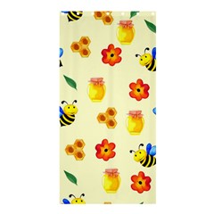 Seamless Honey Bee Texture Flowers Nature Leaves Honeycomb Hive Beekeeping Watercolor Pattern Shower Curtain 36  X 72  (stall) 