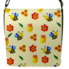 Seamless Honey Bee Texture Flowers Nature Leaves Honeycomb Hive Beekeeping Watercolor Pattern Flap Closure Messenger Bag (s)