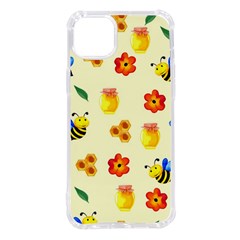 Seamless Honey Bee Texture Flowers Nature Leaves Honeycomb Hive Beekeeping Watercolor Pattern Iphone 14 Plus Tpu Uv Print Case by Maspions