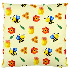 Seamless Honey Bee Texture Flowers Nature Leaves Honeycomb Hive Beekeeping Watercolor Pattern 16  Baby Flannel Cushion Case (two Sides)