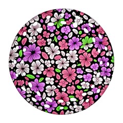 Flowers Floral Pattern Digital Texture Beautiful Round Filigree Ornament (two Sides)