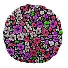 Flowers Floral Pattern Digital Texture Beautiful Large 18  Premium Flano Round Cushions