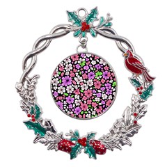 Flowers Floral Pattern Digital Texture Beautiful Metal X mas Wreath Holly Leaf Ornament