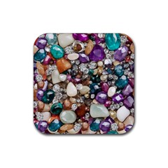 Seamless Texture Gems Diamonds Rubies Decorations Crystals Seamless Beautiful Shiny Sparkle Repetiti Rubber Coaster (square)