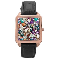 Seamless Texture Gems Diamonds Rubies Decorations Crystals Seamless Beautiful Shiny Sparkle Repetiti Rose Gold Leather Watch  by Maspions