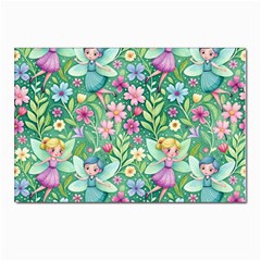 Fairies Fantasy Background Wallpaper Design Flowers Nature Colorful Postcard 4 x 6  (pkg Of 10)