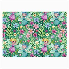 Fairies Fantasy Background Wallpaper Design Flowers Nature Colorful Large Glasses Cloth (2 Sides) by Maspions