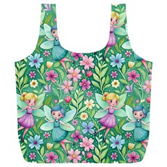 Fairies Fantasy Background Wallpaper Design Flowers Nature Colorful Full Print Recycle Bag (xl)