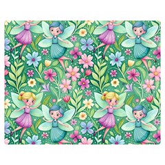 Fairies Fantasy Background Wallpaper Design Flowers Nature Colorful Two Sides Premium Plush Fleece Blanket (teen Size)