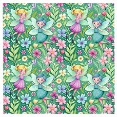 Fairies Fantasy Background Wallpaper Design Flowers Nature Colorful Wooden Puzzle Square by Maspions