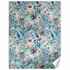 Floral Background Wallpaper Flowers Bouquet Leaves Herbarium Seamless Flora Bloom Canvas 18  X 24 