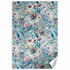 Floral Background Wallpaper Flowers Bouquet Leaves Herbarium Seamless Flora Bloom Canvas 24  X 36 