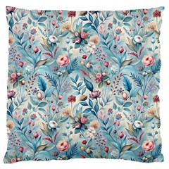 Floral Background Wallpaper Flowers Bouquet Leaves Herbarium Seamless Flora Bloom Large Cushion Case (one Side) by Maspions