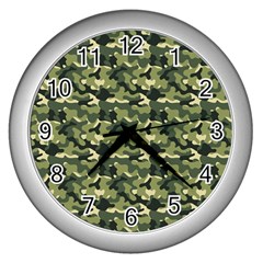 Camouflage Pattern Wall Clock (silver) by goljakoff