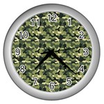 Camouflage pattern Wall Clock (Silver) Front