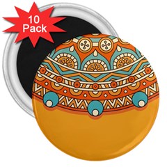 Mandala Orange 3  Magnets (10 Pack) 