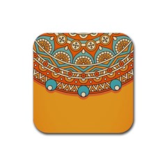 Mandala Orange Rubber Coaster (square) by goljakoff