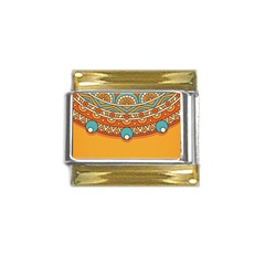 Mandala Orange Gold Trim Italian Charm (9mm)