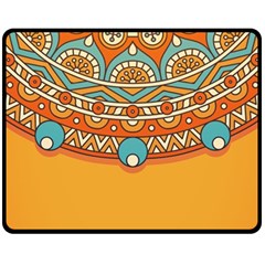 Mandala Orange Two Sides Fleece Blanket (medium)