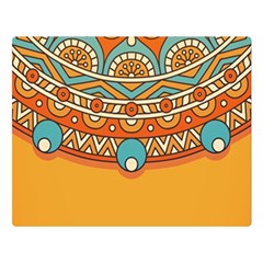 Mandala Orange Two Sides Premium Plush Fleece Blanket (large)