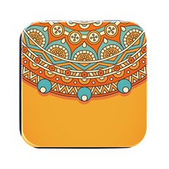 Mandala Orange Square Metal Box (black)