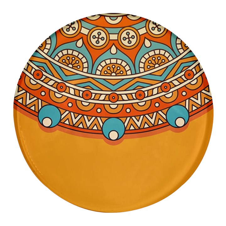 Mandala orange Round Glass Fridge Magnet (4 pack)