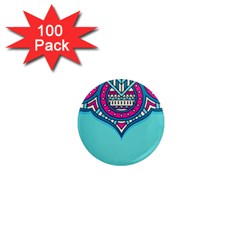 Mandala Blue 1  Mini Magnets (100 Pack) 