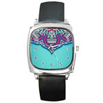 Mandala blue Square Metal Watch Front