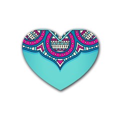 Mandala Blue Rubber Heart Coaster (4 Pack)