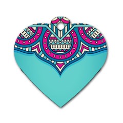 Mandala Blue Dog Tag Heart (one Side)