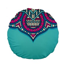 Mandala Blue Standard 15  Premium Round Cushions